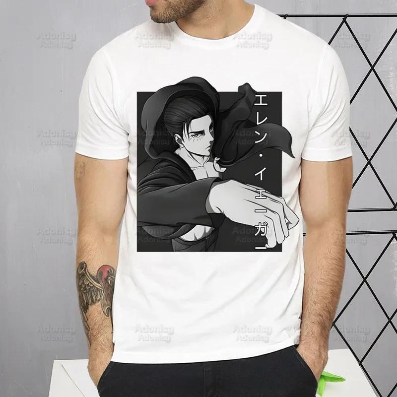 Футболка Shingeki No Kyojin Мужская Короткий Рукав Футболка Attack On Titan Homme Манга Унисекс Микаса Эрен Йегер Свобода Футболка Футболки