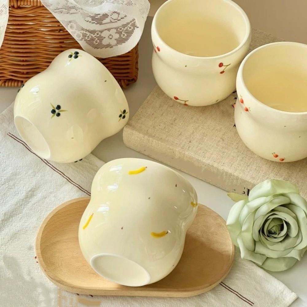 Gourd-shaped Ceramic Mug Embossed Fruit Water Cup Unique Handheld Mug Gift Giving