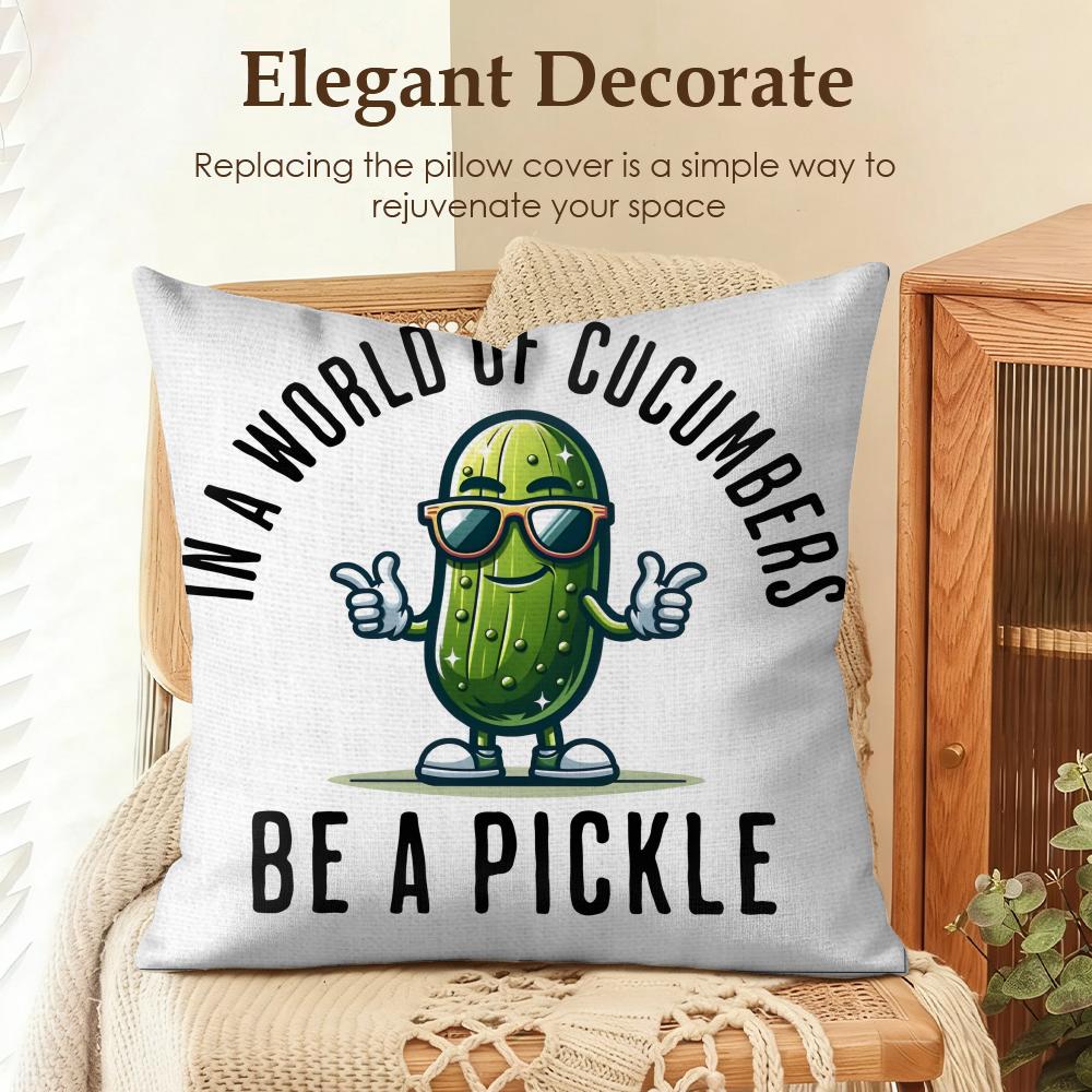 Who Loves Pickles Dill Funny Cushion Cover Natural Linen Organic Fabric DoubleSided Printing Sofa Home Decor Gift Pillow Case