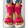 Sandals Women Summer 2024 Women Fashion Sexy Beach Wear Flat Shoes Solid Color Braided Knit O-Ring Cutout Platform Sandals