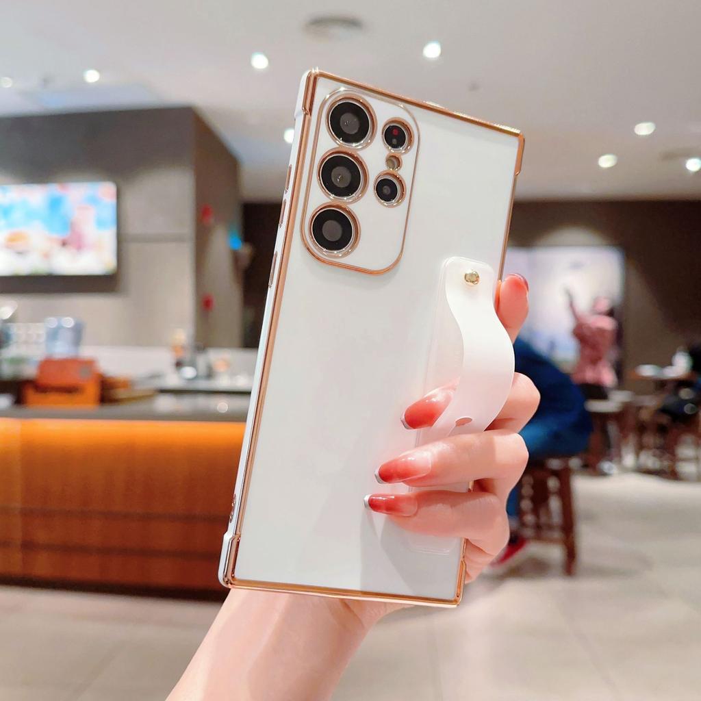 Подходит для GalaxyS23U однотонный гальванический 6D ремешок на запястье Samsung S26U/A36/A56 чехол для мобильного телефона защитный чехол мягкий