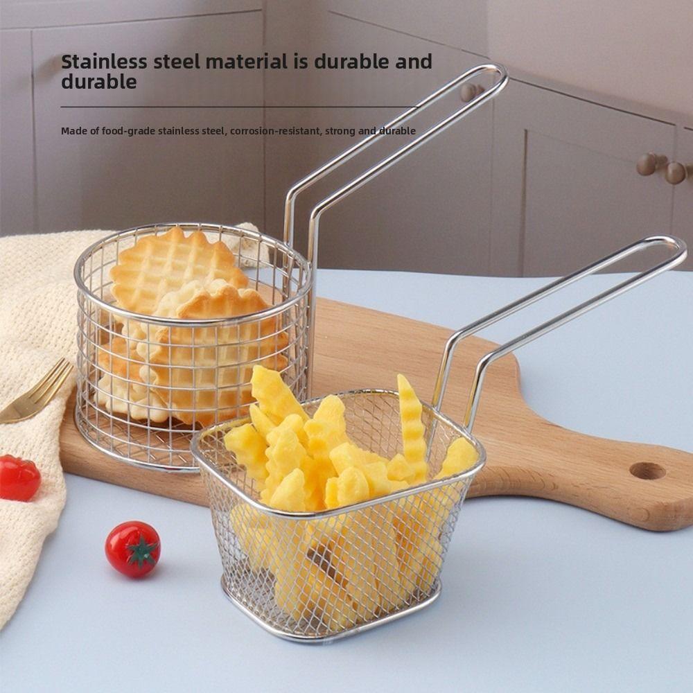 Handheld French Fry Basket Reusable Frying Basket Portable Fries Holder  Kitchen Frying Tools