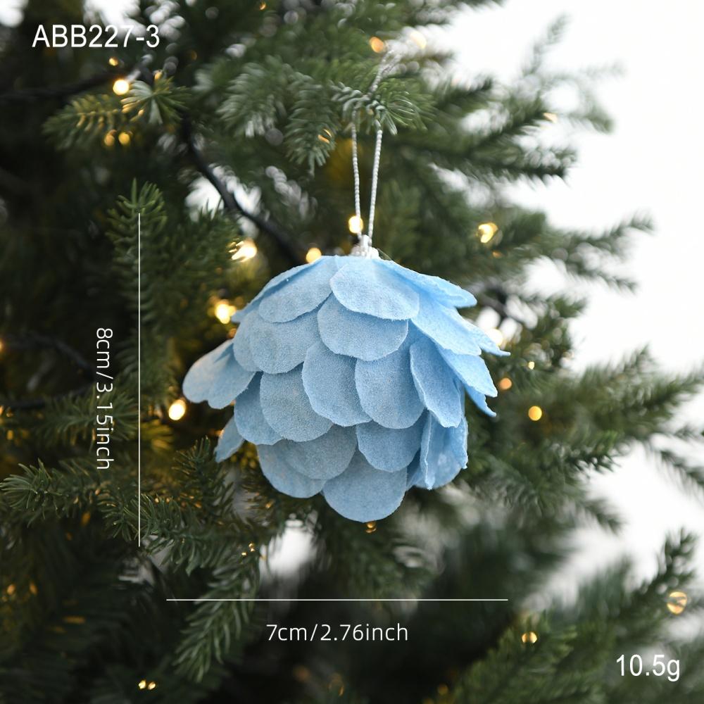 Christmas Tree Ornaments Colorful Glitter Petal Shape Balls Foam Snow Ball Sparkling Foam Flower Hanging Decorations for Tree