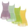 Kids Girls Athletic Activewear Costume Rhythmic Ballet Gymnastics Dancewear Dancing Training Clothes Solid Color Party Dress