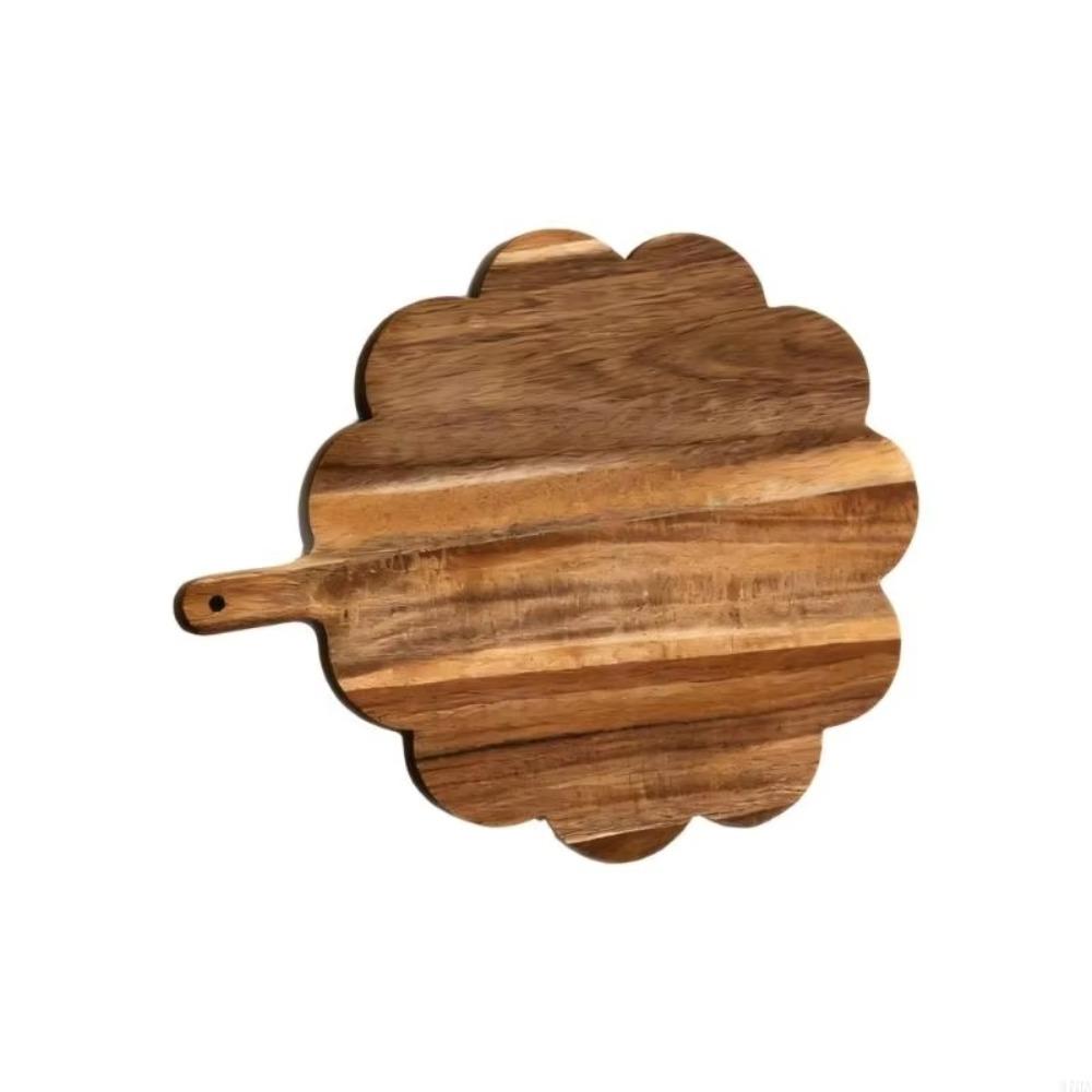 Intricate Handle Wood Cutting Board Scalloped Edge Bread Board Chopping Board  Cutting Meat
