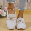 Large Size Women's Spring New Round Head Metal Buckle Comfortable Foot Cover Single Shoes Women's Shoes