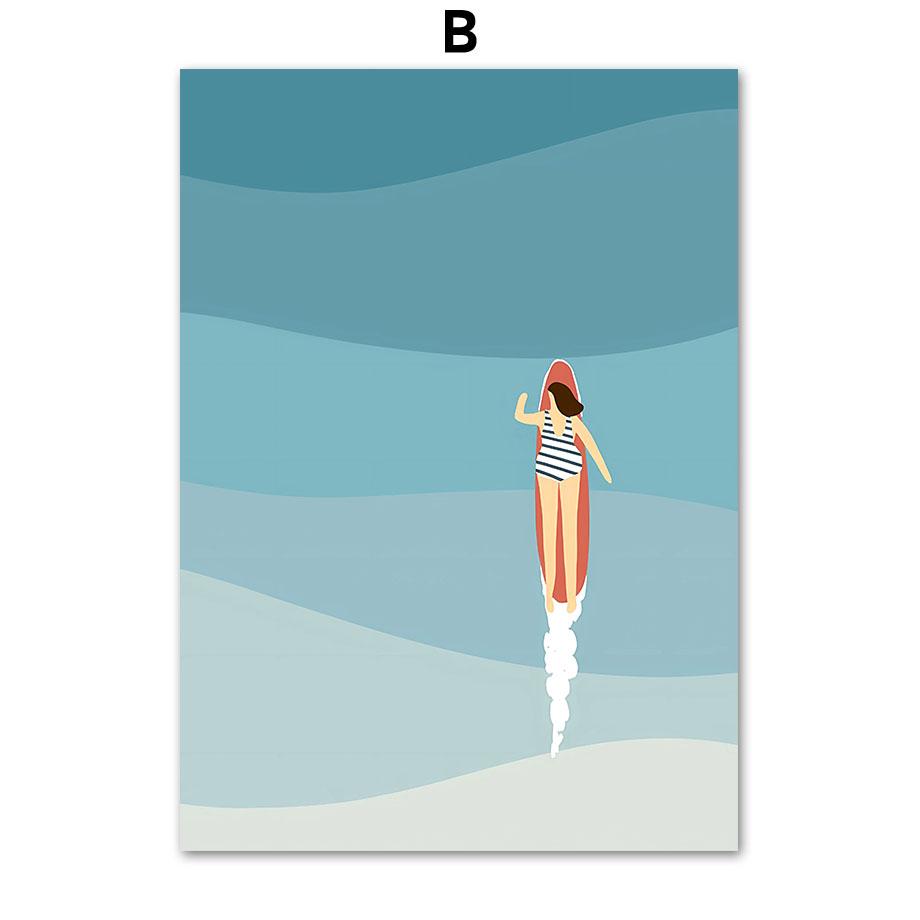 Абстрактные минималистичные плакаты и принты Море Пляж Серфинг Горы Настенное искусство Холст Живопись Настенные картины для декора гостиной