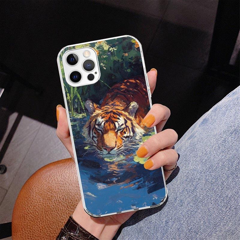 Премиальный Чехол для Телефона с Рисунком Тигра Для iPhone 13 12 Mini 11 Pro Max XS XR X SE 7 8 Plus 5S 5 6S 6 Подарочная Печатная Крышка Fundas