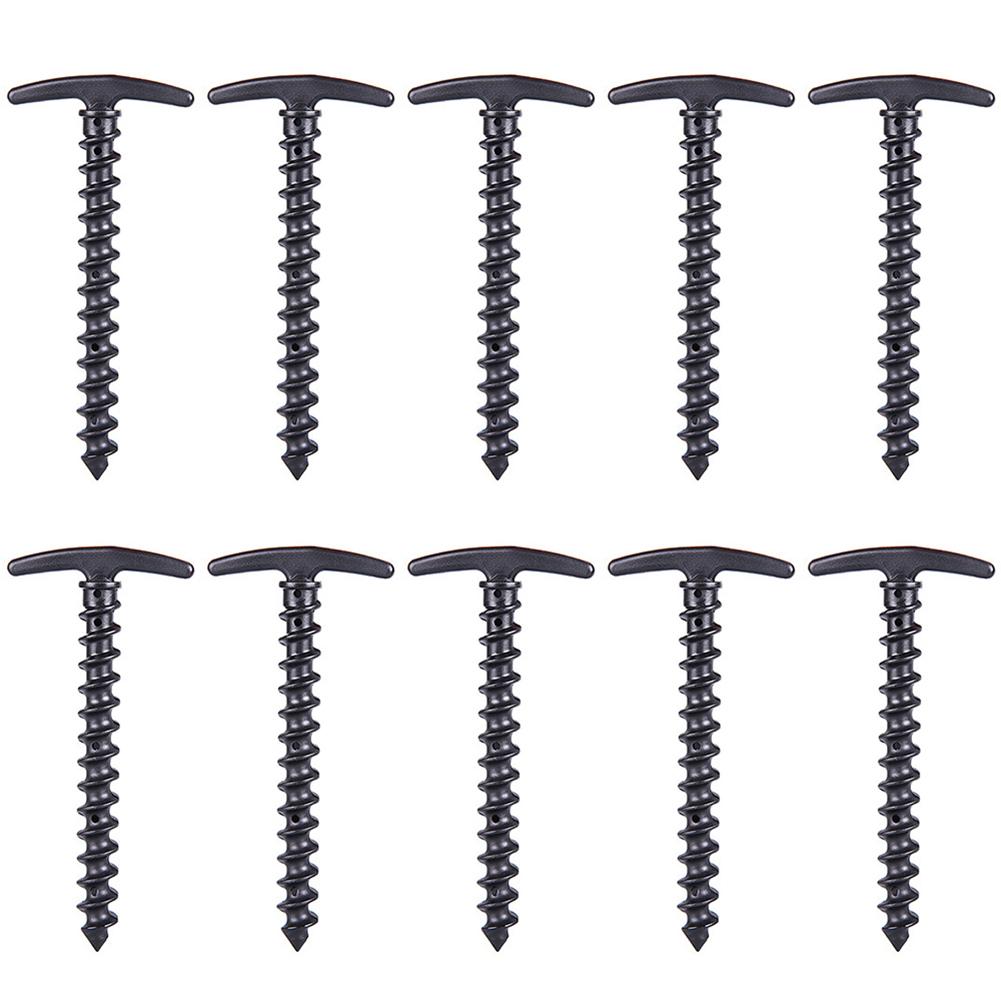 10pcs Screw Anchor Stakes Hiking Tent Stakes Pins Outdoor Camping Peg Ground Nails Spiral Plastic Fixing Supplies