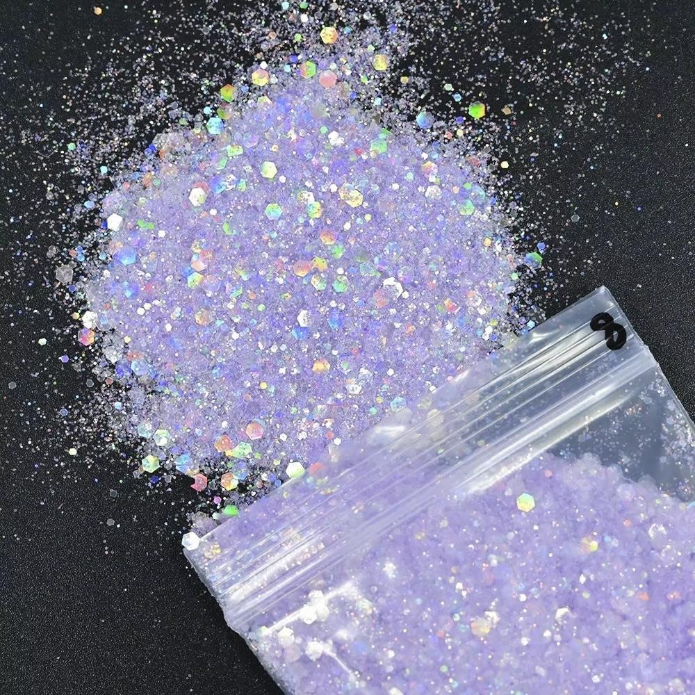 50G Holographic Nail Diamond Glitter Sequins Hexagon Holographic Glitter Polish Decoration