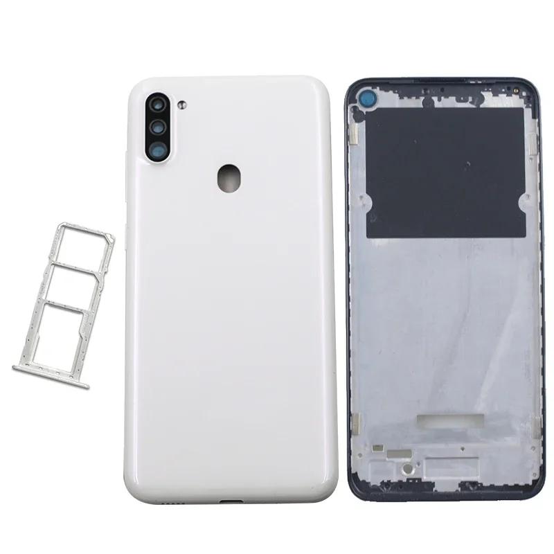 Корпус Для Samsung Galaxy A11 A115F A115F/DS Корпус Средняя Рамка Крышка Задняя Панель Задняя Слот для SIM-карты