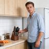 Держатель для кухонных ножей 14 слотов Деревянный органайзер Держатели для ножей для столешницы Для кухонных ножниц Точилка для ножей Столешница Дом