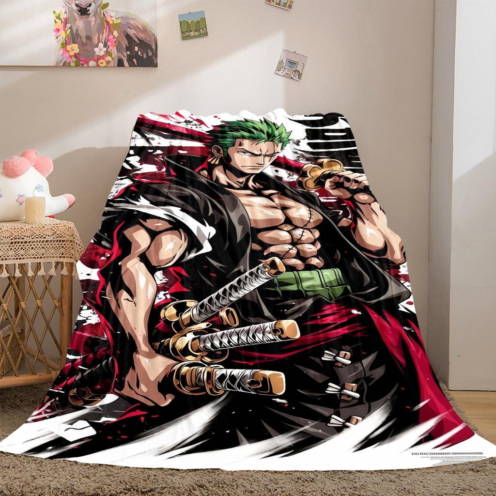 Zoro One Piece Print Blanket Warm Comfortable Flannel Cover For Bedrooms, Sofas, Beds, Chairs LXR135