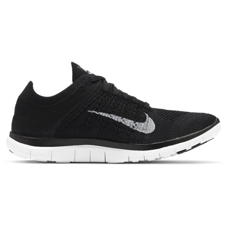 Nike Womens Free Flyknit 4.0 (women's sizes) Black / White-Dark Grey Running Shoes 631050 001
