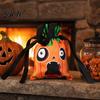Double Sided Print Treat Bag Halloween Pumpkin Ghost Tote Bag, Trick or Candy with Shoulder Strap Side Print, Sturdy Reusable Party Favor Gift