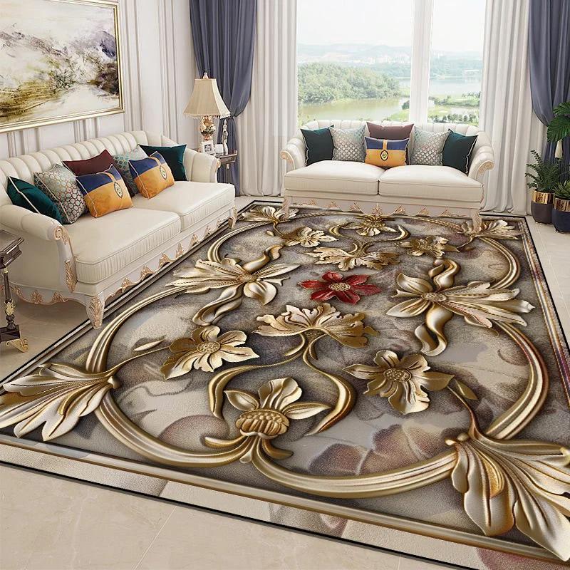3D Великолепный Цветочный Ковер для Гостиной Роскошный Домашний Декор для Спальни Ковры Большой Площади Мягкие Противоскользящие Напольные Коврики для Гардеробной Моющиеся