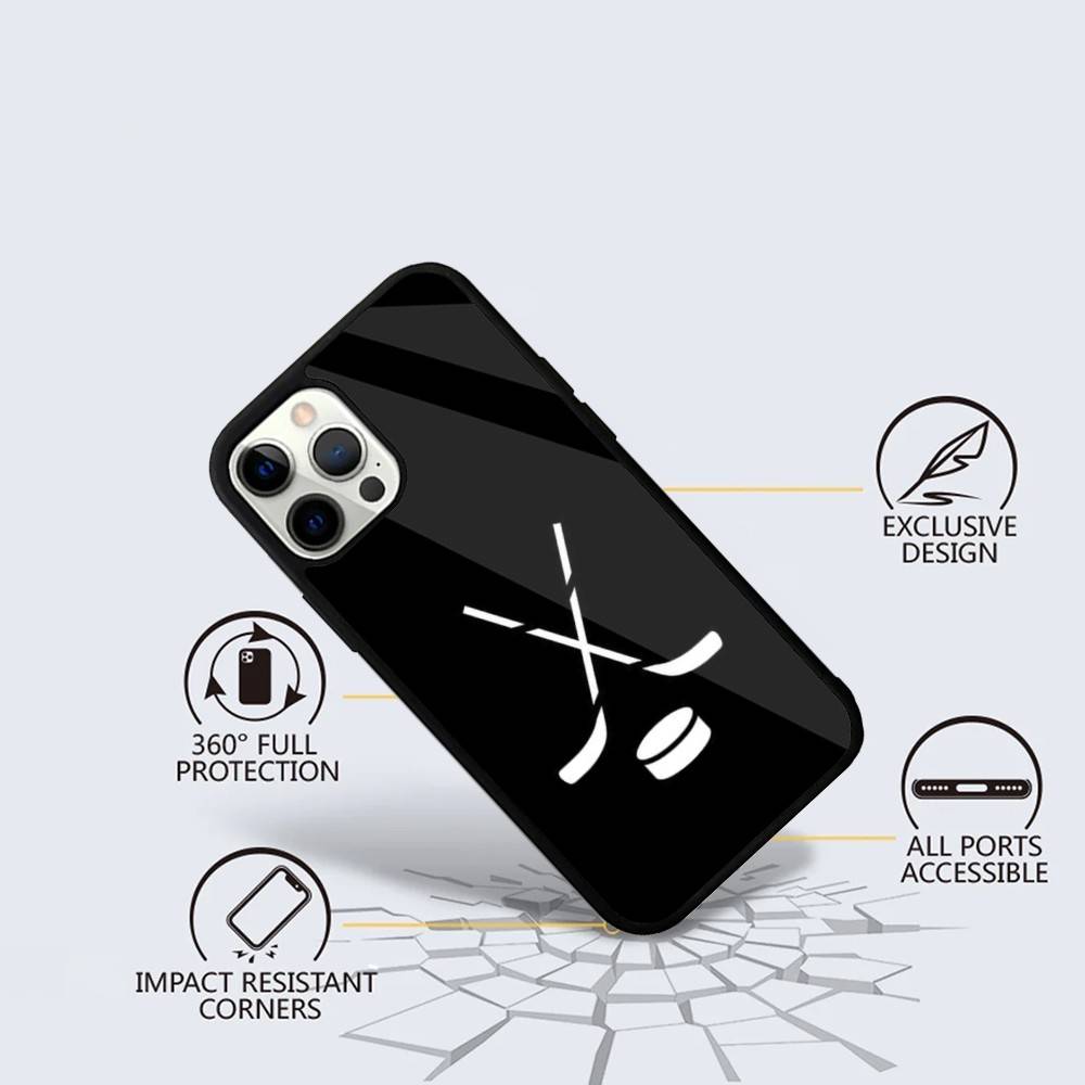 Чехол для телефона 'Хоккейная площадка с шайбой' для iPhone 16,15,14,13,12,11,Plus,Pro,Max Mini Magsafe Магнитная беспроводная зарядка