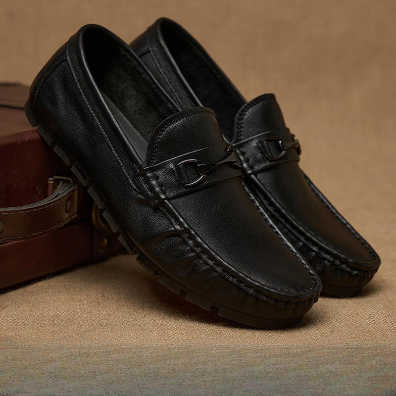 Летние Новые Туфли Дуду Мужские Натуральная Кожа Дышащие Корейская Версия Повседневные Ленивые Туфли Мягкая Подошва Однослойная Воловья Кожа Туфли для Вождения