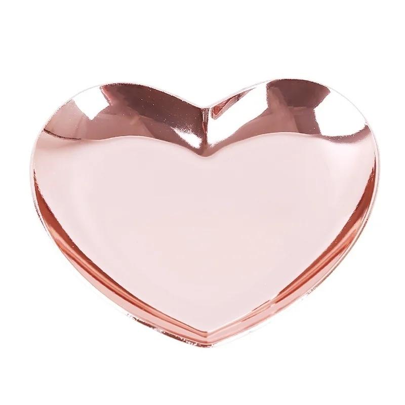Heart Shaped Jewelry Serving Plate Metal Tray Storage Decoration Ornaments Arrange Fruit Tea Tray Home Decoration