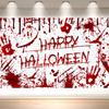 Halloween Backdrop Banner No One Leaves Scary Horror Blood Drip Ghost Silhouette Decor Background Indoor Outdoor Garage Tapesty442