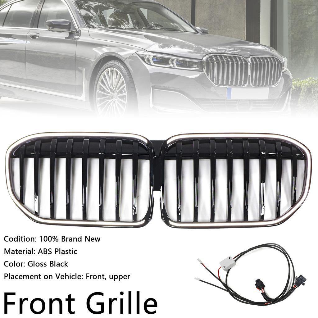Single Slat Gloss Black Front Grill Grille Fit BMW 7 Series G11 G12 2019-2022