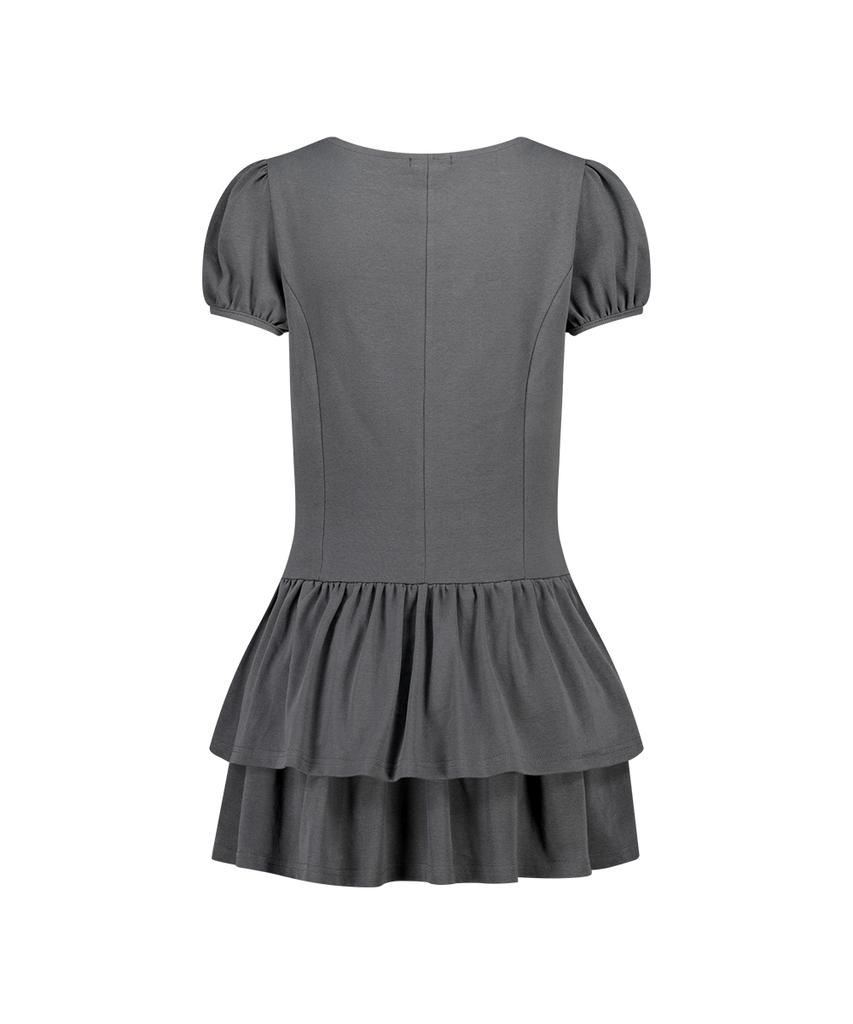 Iligo Bow Flare Mini Dress Charcoal