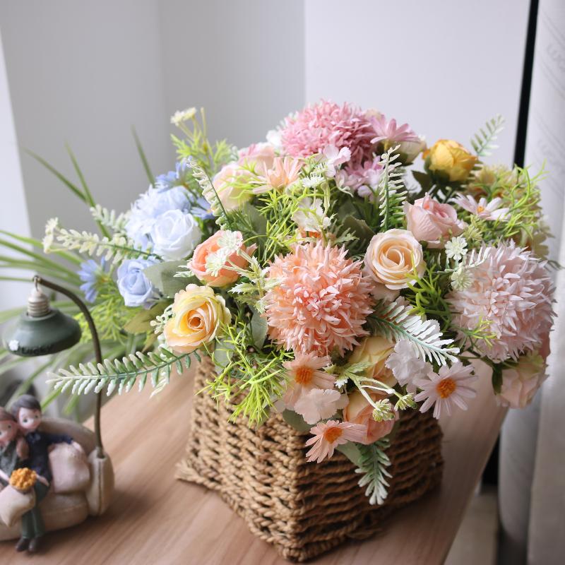 1 шт. Искусственный цветок Свадьба Дом Спальня Украшение Свадебный букет Гортензии Ваза Для улицы