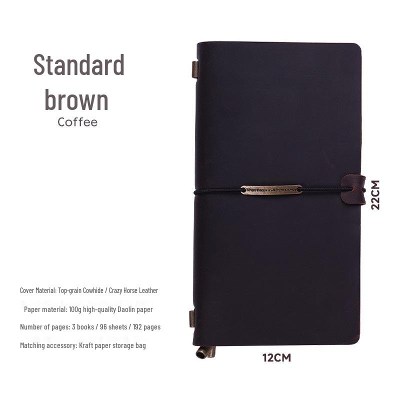 Genuine Leather Retro Traveler Notebook - Crazy Horse Finish, High-end Business Planner with Engraved Logo