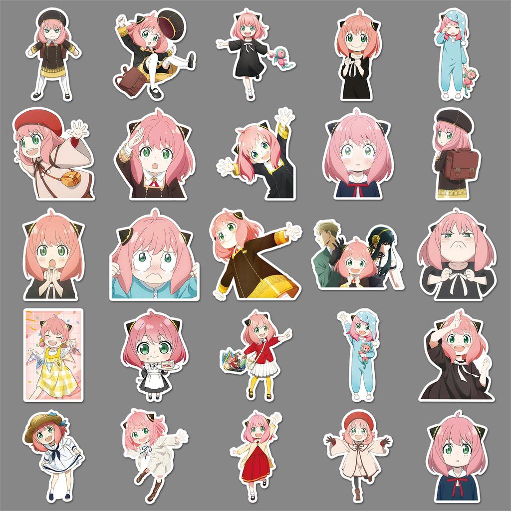 50 Anya Graffiti Stickers Personalized Japanese Comic Spy Play House Decoration Mobile Phone Computer Water Cup Stickers