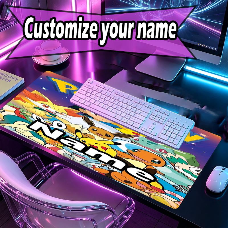 Custom Name Personalized Pokemon Pattern Mousepad, Laptop PC Desk Mat, Decorative Desk Mat for Home Keyboard Pad Gift