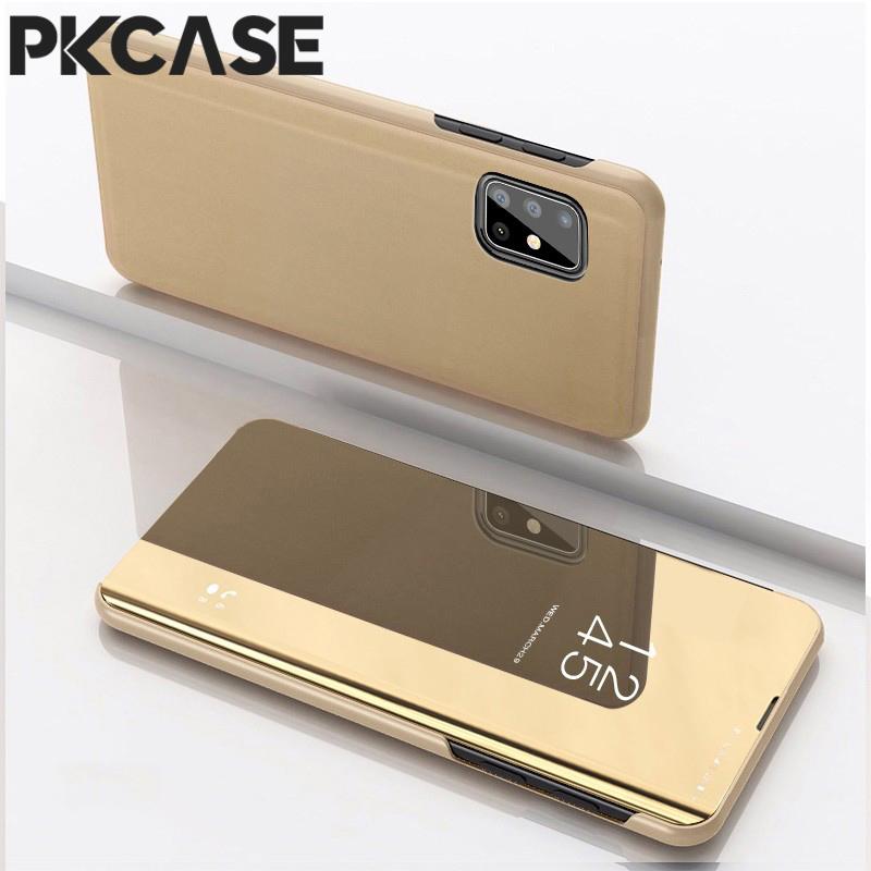 PKCASE Смарт-зеркало Флип-чехол для телефона для Samsung A05 A05S A15 A35 A25 A33 A34 5G Note 20 Ultra Ударопрочный Кожаный Чехол-подставка