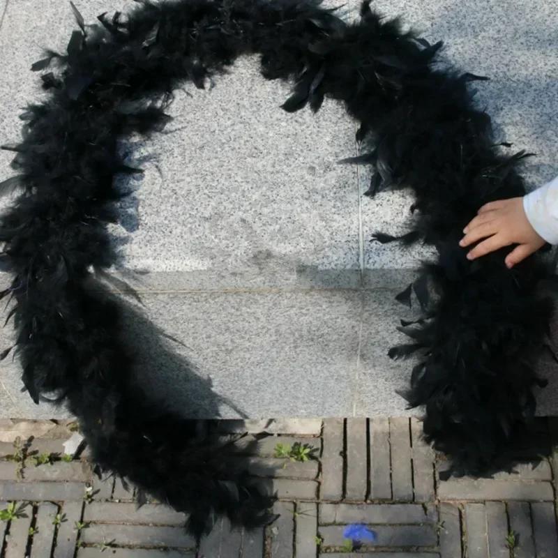 DIY 2 метра 80 грамм Супер Плотный Индюшиный Перьевой Боа Отделка Шарф/Вечеринка Перья Марабу для Одежды Plumas Свадебные Перья Декор