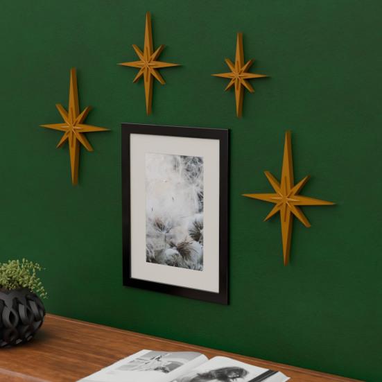 4Pcs Retro Starburst Wall Decoration 3D Printed Mini Mid-Century Starburst Wall Art Home Bedroom Living Room Bathroom Wall Decorative Sign