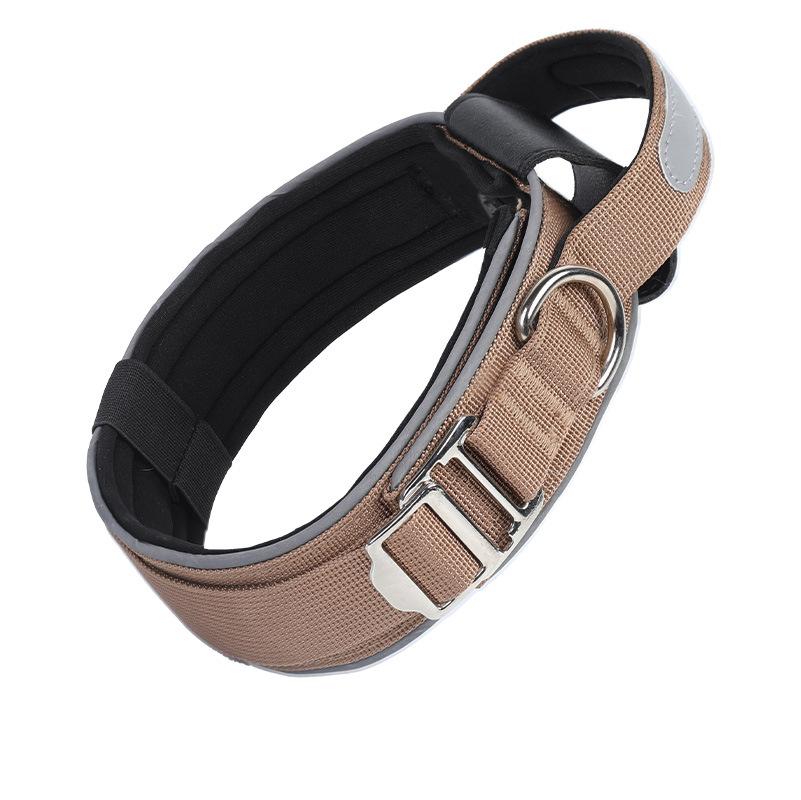Тактический ошейник для собаки Взрывозащищенный Ручной Регулируемый Светоотражающий Ошейник на шею для питомца Нейлоновый ошейник для средних и крупных собак