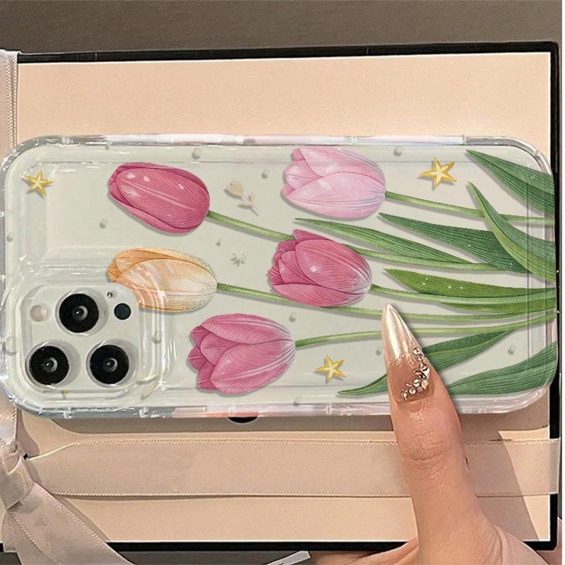 Fashion Tulip Flower Pattern Phone Case For Samsung Galaxy S26 Ultra S25 S24 S23 S22 Plus S21 FE A14 A35 A55 A54 5G Soft Cover