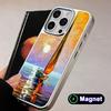 Abstract Oil Painting Phone Case for iPhone 17 16 15 14 13 12 11 Air Pro Max Plus Electroplated Silver Magsafe Cover