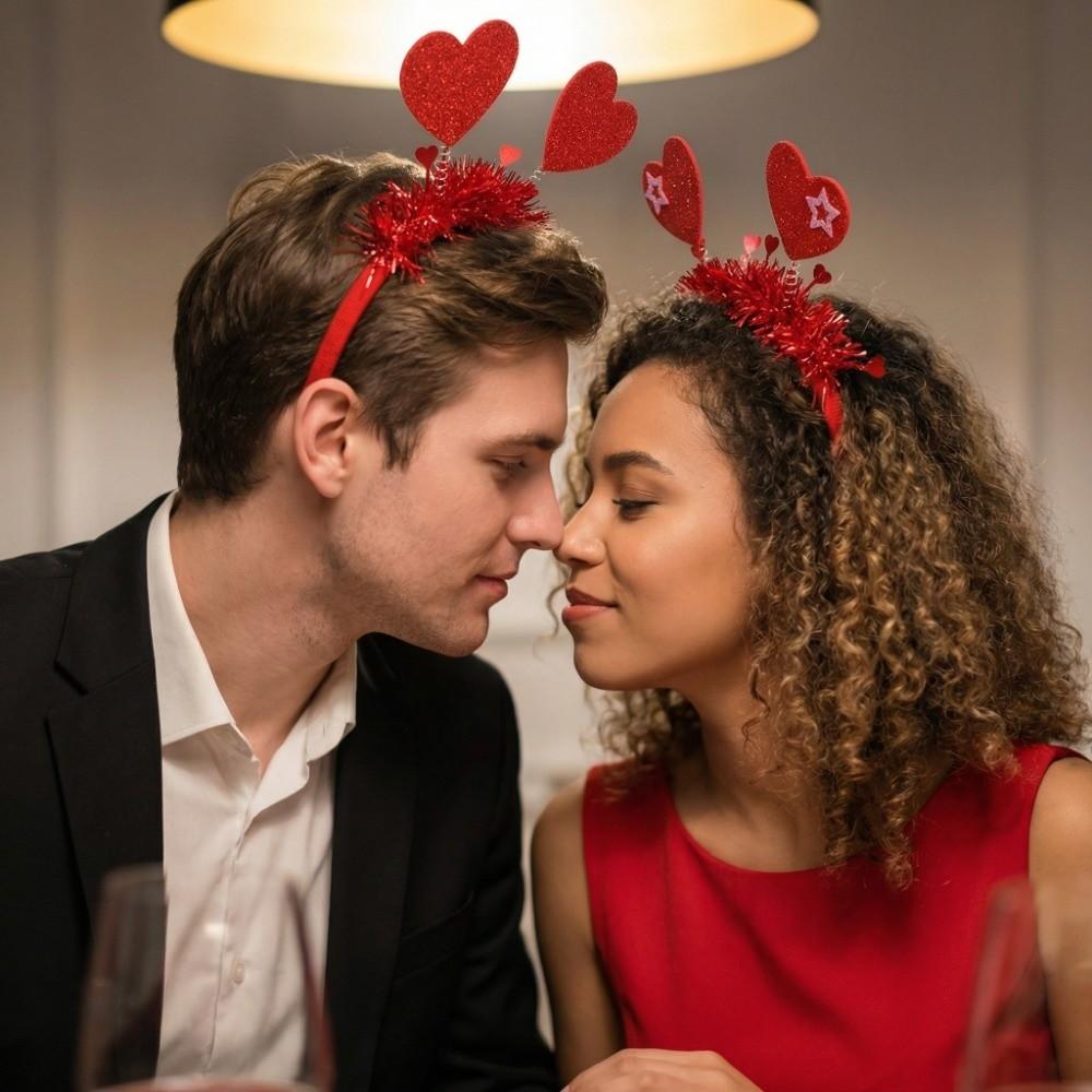 Милый Головной Убор День Святого Валентина Обруч для Волос LOVE Блестки Красное Сердце Повязка на Голову Красная 22СМ Сверкающее Сердце Ободок для Волос Мужчины/Женщины