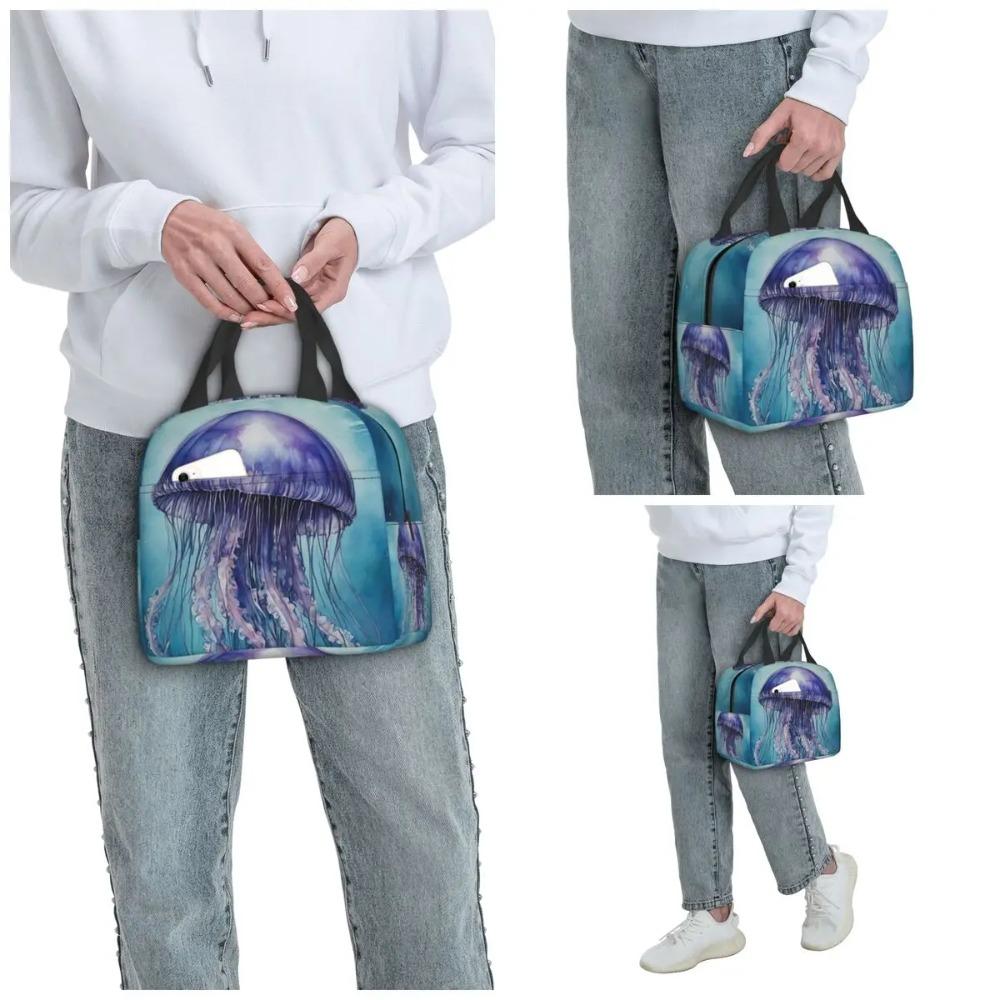 Jellyfish Underwater Watercolor Insulated Lunch Bag for Kids School Cooler Thermal Food Box Tote Portable Lunch Boxes Container