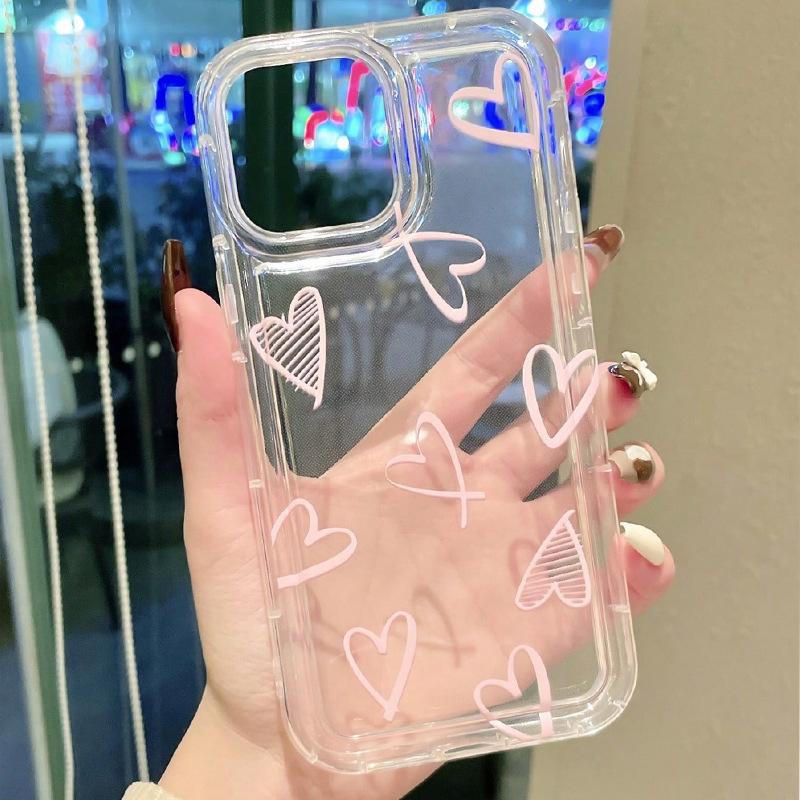 Светло-розовый чехол-подушка в форме сердца для iPhone 11/12/13/14/15/16 и iPhone X