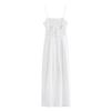 2024 Summer New Honeycomb Plaid Stretch Chest Linen Blended Split White Suspender Dress 3194729