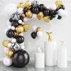 Balloon Garland Arch Kit, Black Gold White Agate Latex Balloons, Golden Palm Leaves Birthday Balloon Arch Kit[96]