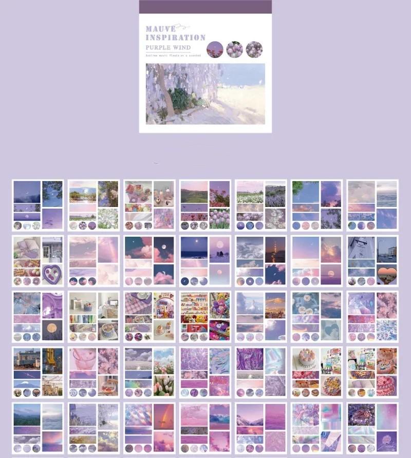 Милая наклейка с пейзажем для девочки, цветочный океан, закат, природный пейзаж, канцелярская наклейка, DIY Декор, наклейка для скрапбукинга