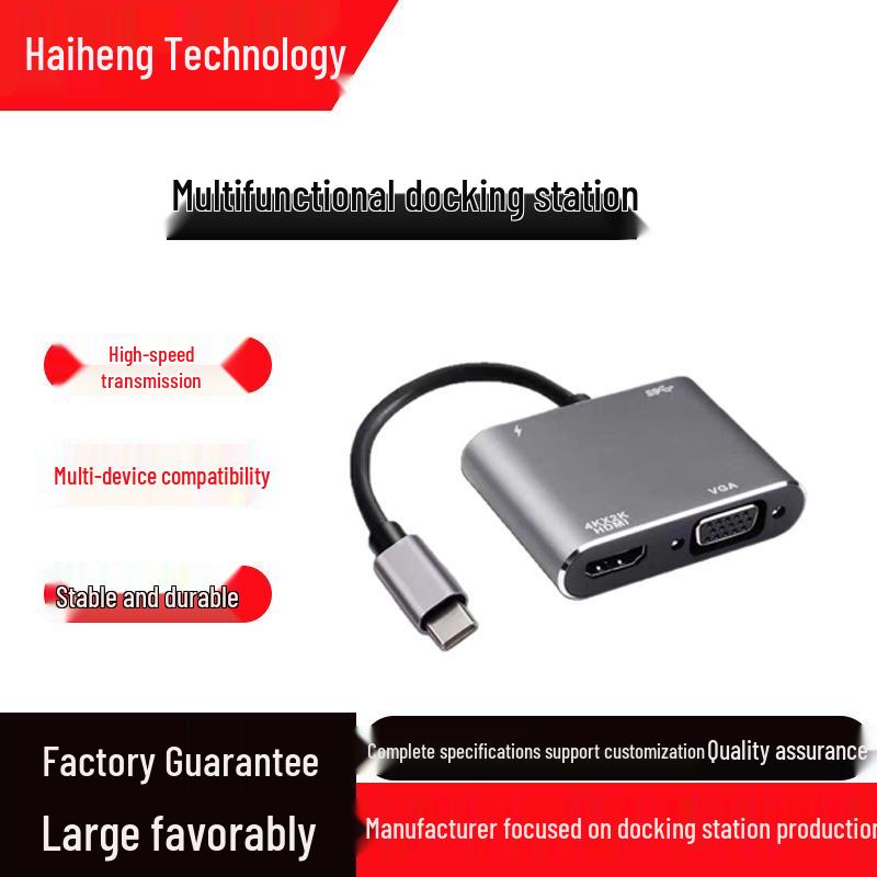 USB-C на HDMI/VGA Адаптер для Зеркалирования Экрана Телефона на Монитор/ТВ/Проектор