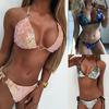 Women Lady Sexy Push Up Beach Swimwear Suit Sequin Triangle Bra Bikini Set