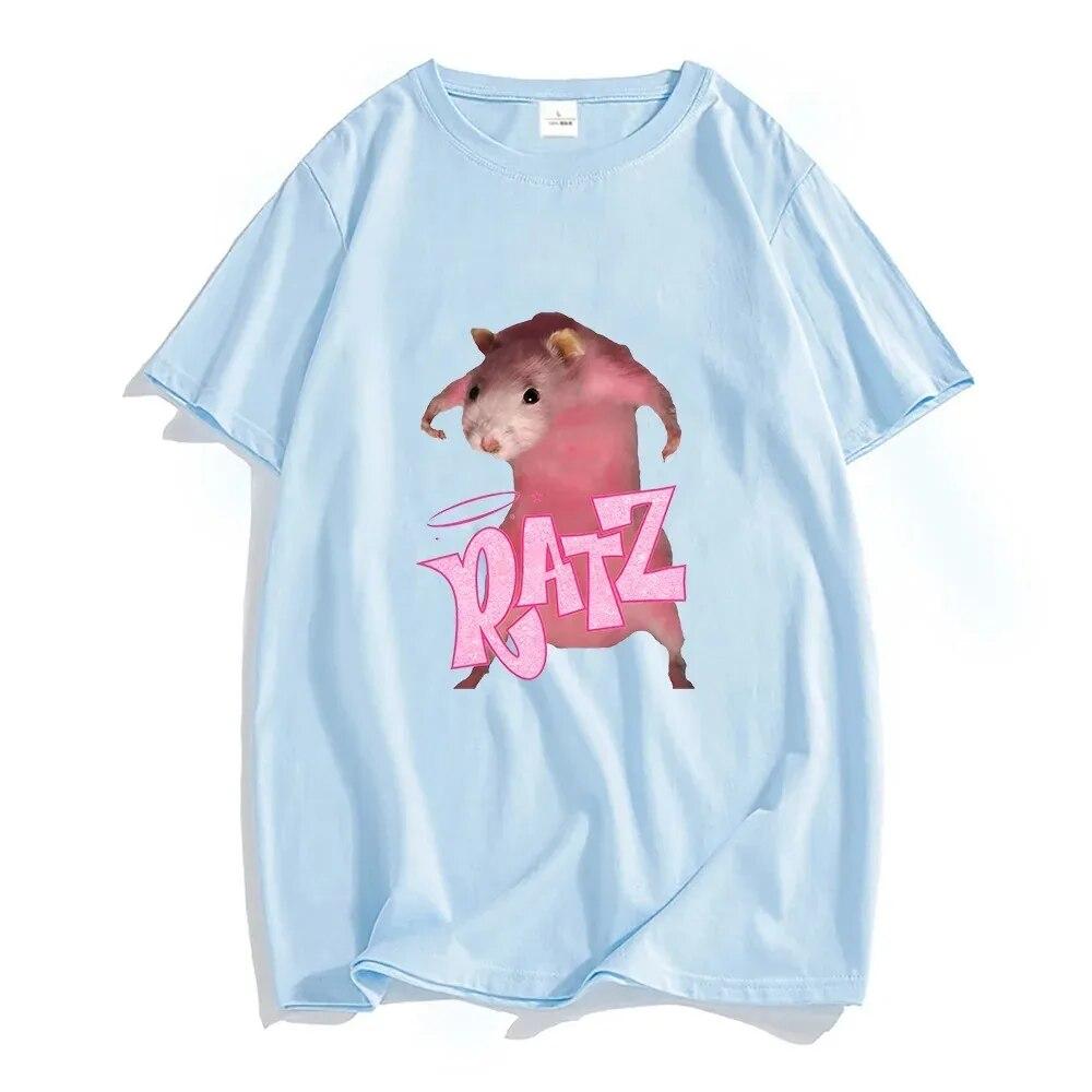 Футболка Ratz Pink Mouse с рисунком из 100% хлопка, футболка унисекс с коротким рукавом, повседневная кавайная летняя футболка с круглым вырезом, милые мягкие рубашки унисекс, унисекс