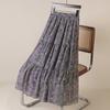 DX~~French Retro Printed Patchwork Chiffon A-line Skirt for Women's New High Waisted Slimming Large Hem Skirt