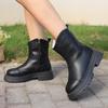 Plus-size Shoes, Women's Shoes,  Fleece Ankle Boots, Chunk-heeled Women's Boots, Leather Boots