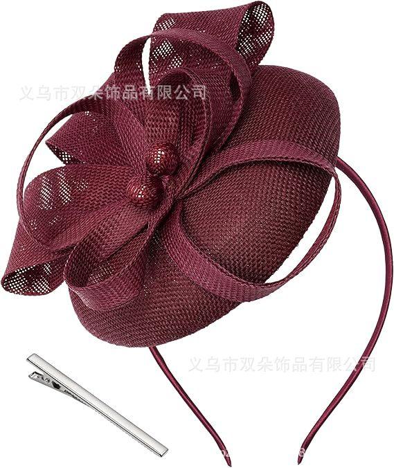 British retro imitation hemp top hat, hairpin, headband, dual-purpose photo party, dance, bridal headgear, party top hat woman