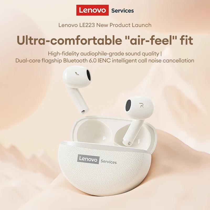 Оригинальные беспроводные Bluetooth 6.0 игровые наушники-вкладыши Lenovo LE223 с Hi-Fi стереозвуком, 30 часов работы от батареи, водонепроницаемые спортивные наушники