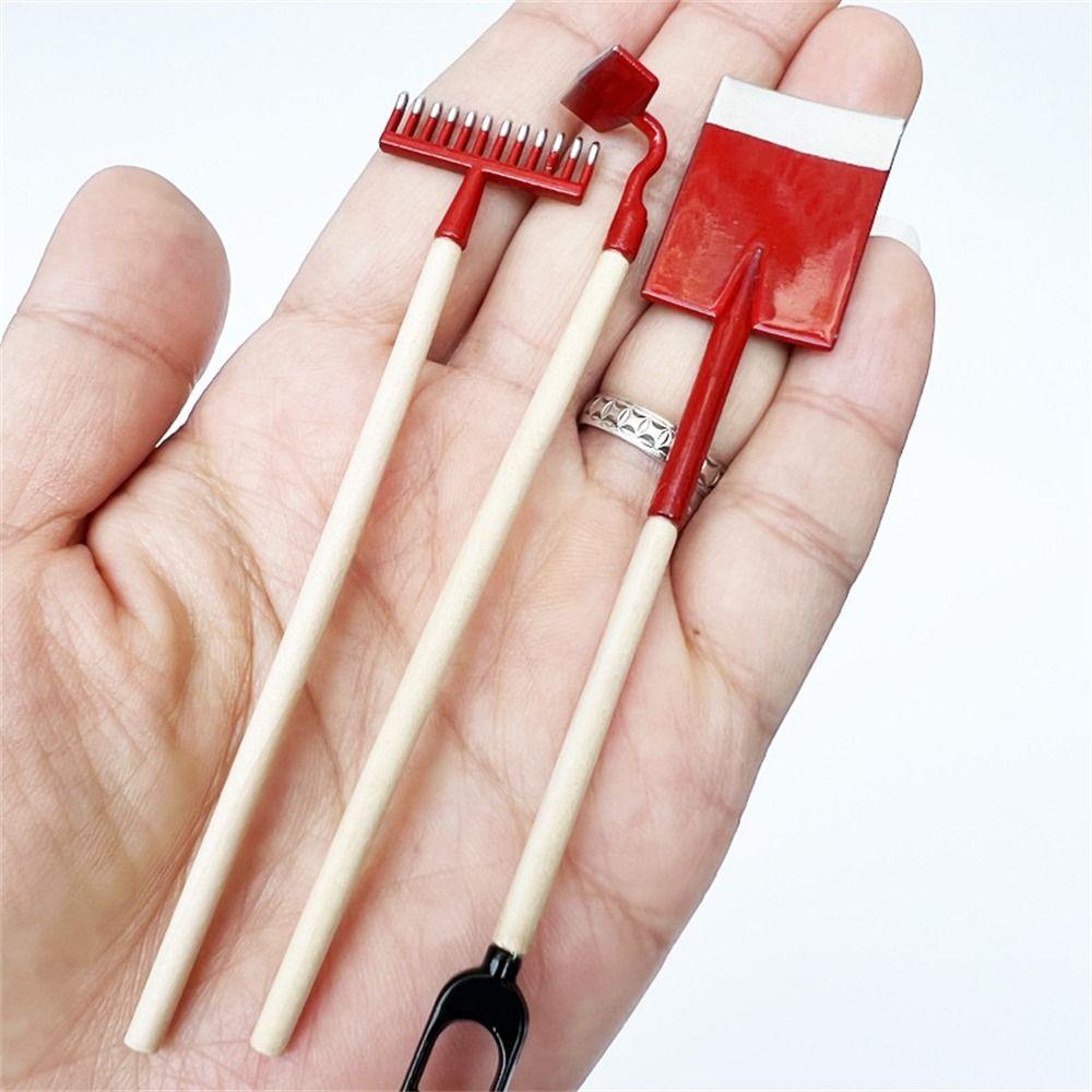 Play Farming Tools Dollhouse Miniature Shovel Hoe and Pitchfork Simulation Shovel Farming Tools
